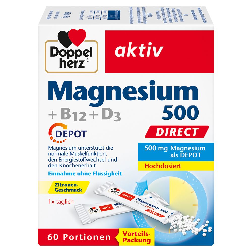 Doppelherz® Magnesium 500 +B12 + D3 Direct Depot