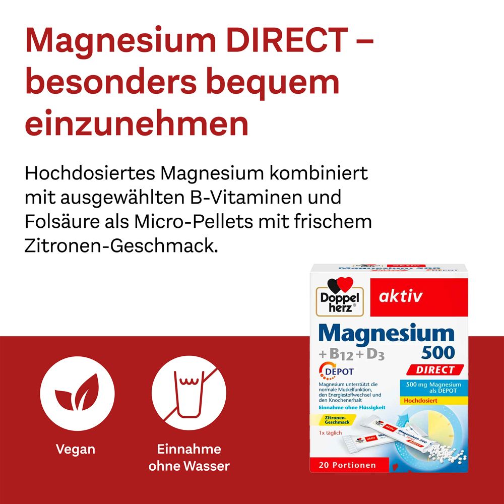 Doppelherz Magnesium 500+B12+D3 Depot Direct Pell. 60 St Pellets