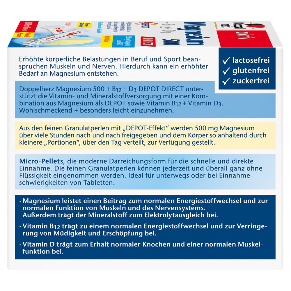 Doppelherz® Magnesium 500 +B12 + D3 Direct Depot