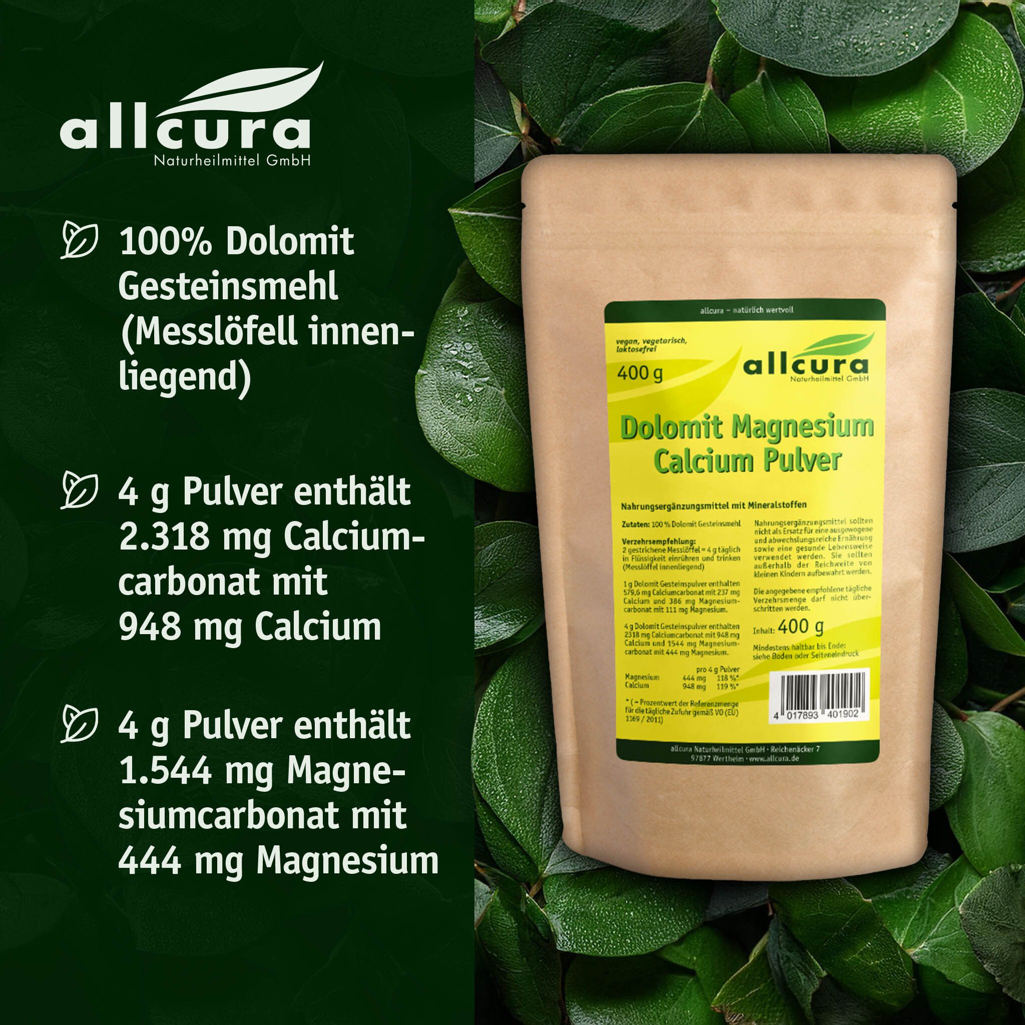 allcura Dolomit Magnesium Calcium Pulver