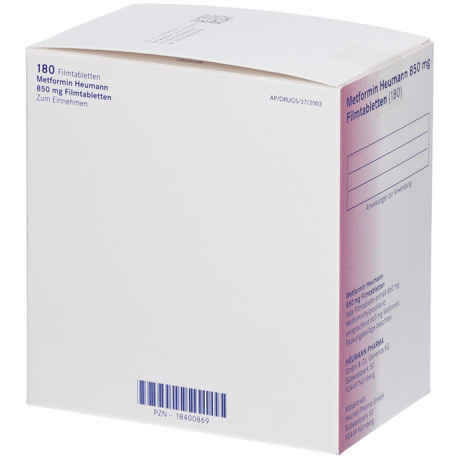 Metformin Heumann 850 Mg Filmtabletten 180 St Mit Dem E Rezept Kaufen Shop Apotheke 2134