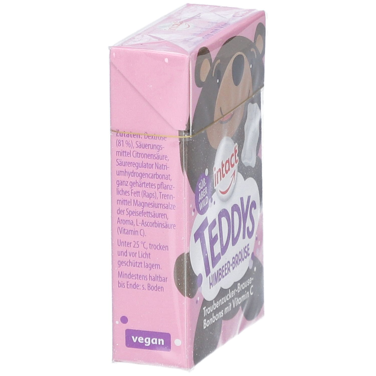 intact Teddys Himbeer-Brause – Traubenzucker-Bonbons mit Vitamin C