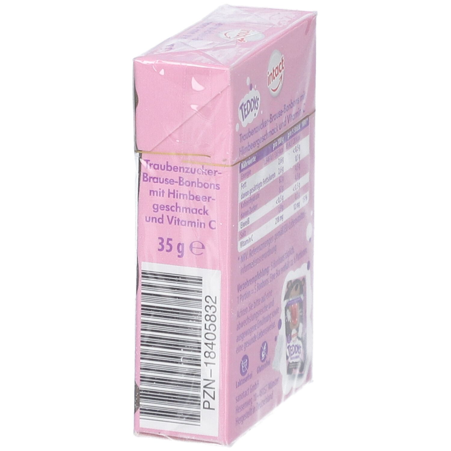 intact Teddys Himbeer-Brause – Traubenzucker-Bonbons mit Vitamin C