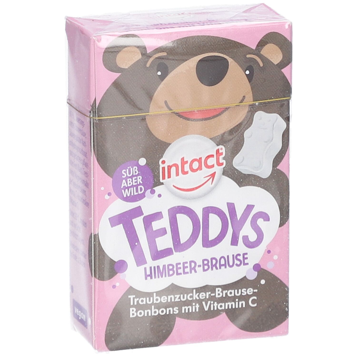 intact Teddys Himbeer-Brause – Traubenzucker-Bonbons mit Vitamin C