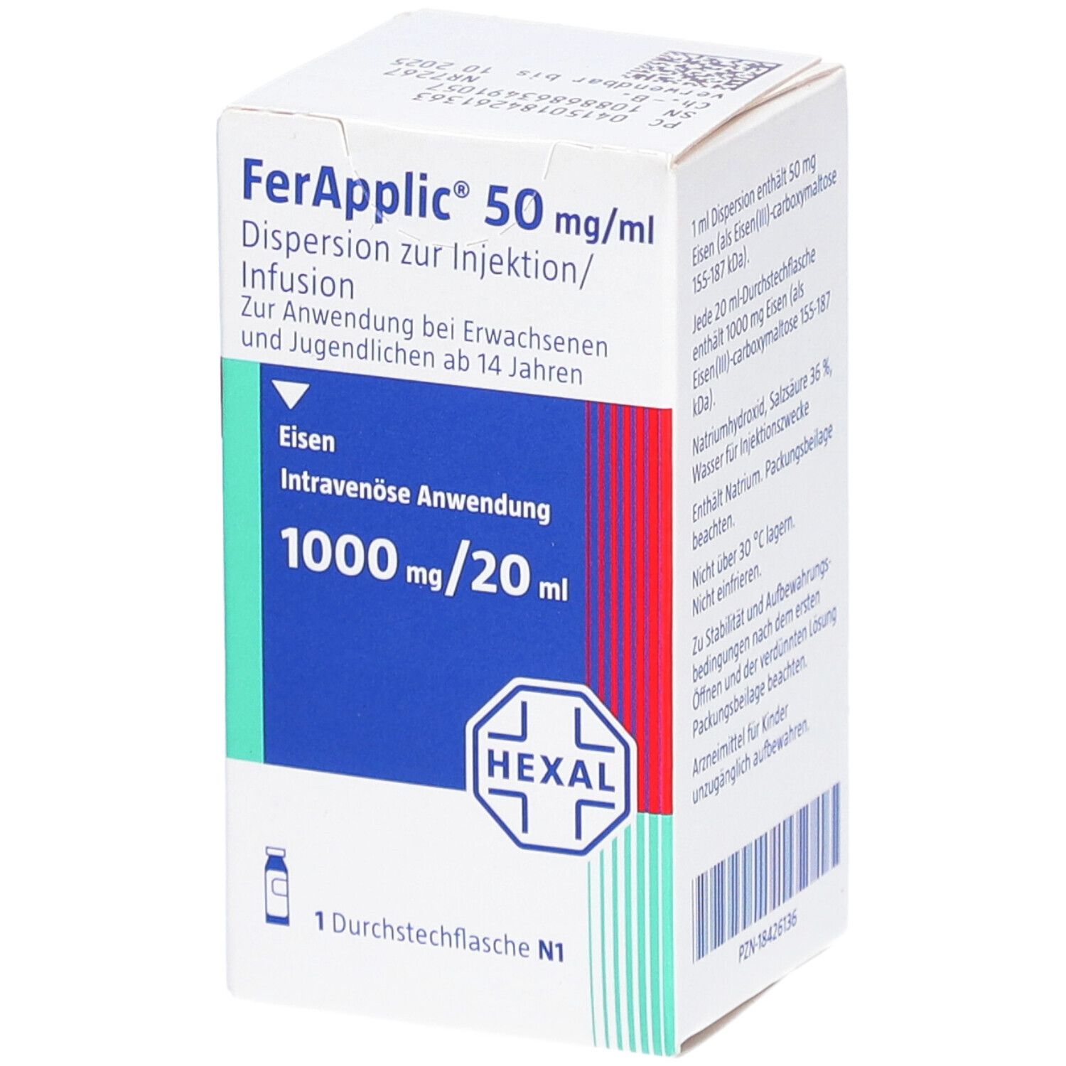 FERAPPLIC 50 mg/ml Dispersion z.Injekt./Inf.1000mg