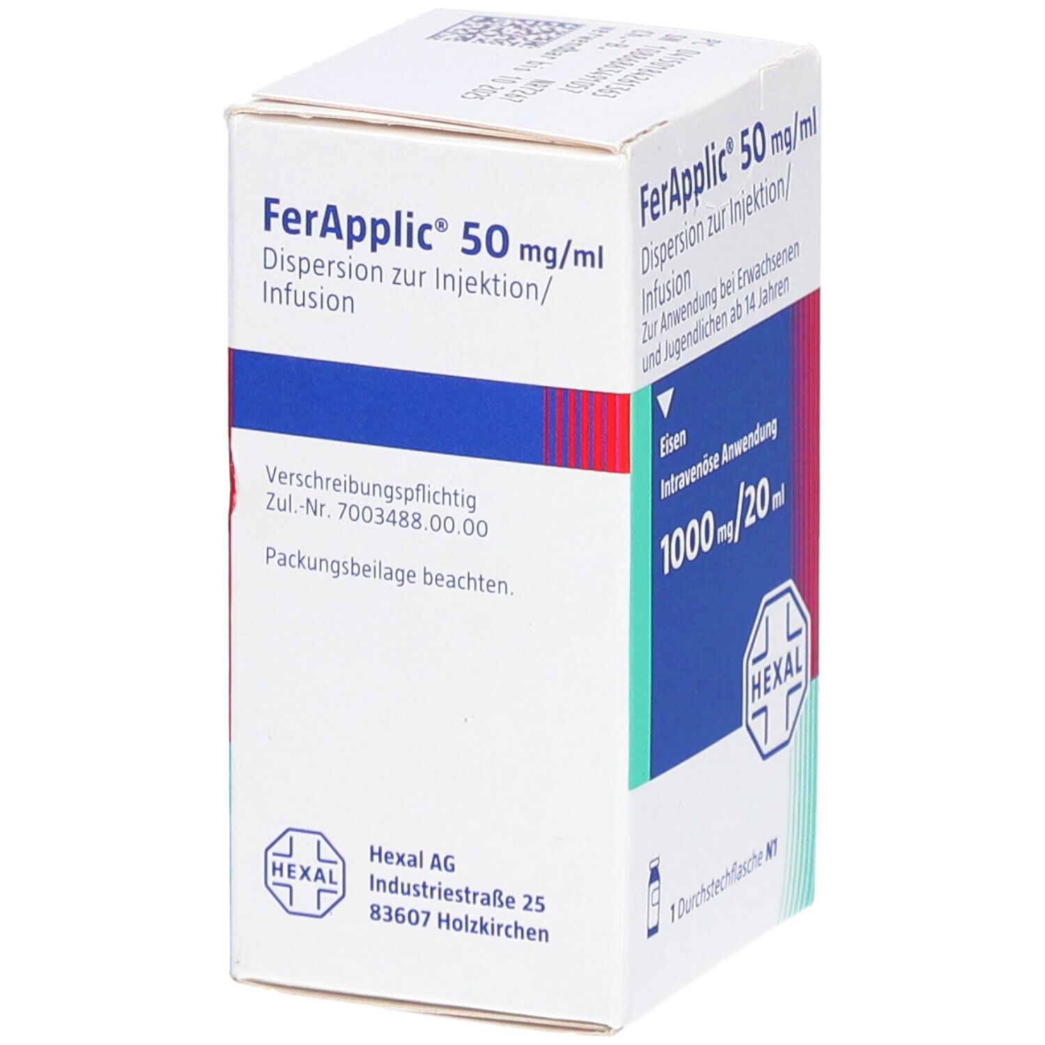 Ferapplic 50 mg/ml Dispersion z.Injekt./Inf.1000mg 1x20 ml Injektions-/Infusionslösung