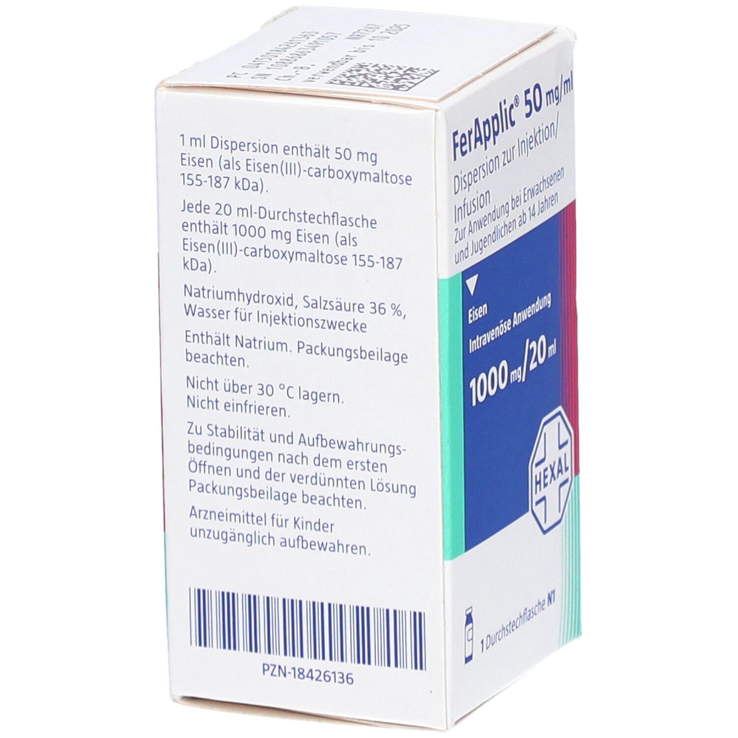 FERAPPLIC 50 mg/ml Dispersion z.Injekt./Inf.1000mg