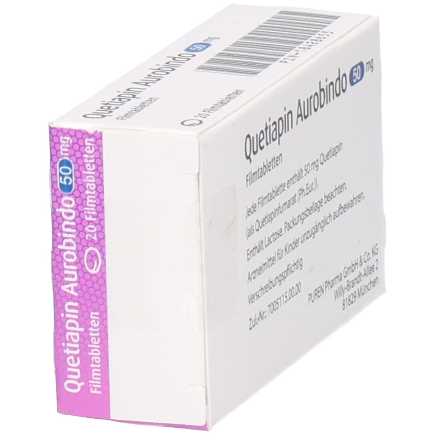 QUETIAPIN Aurobindo 50 mg Filmtabletten, 20 Stück.
