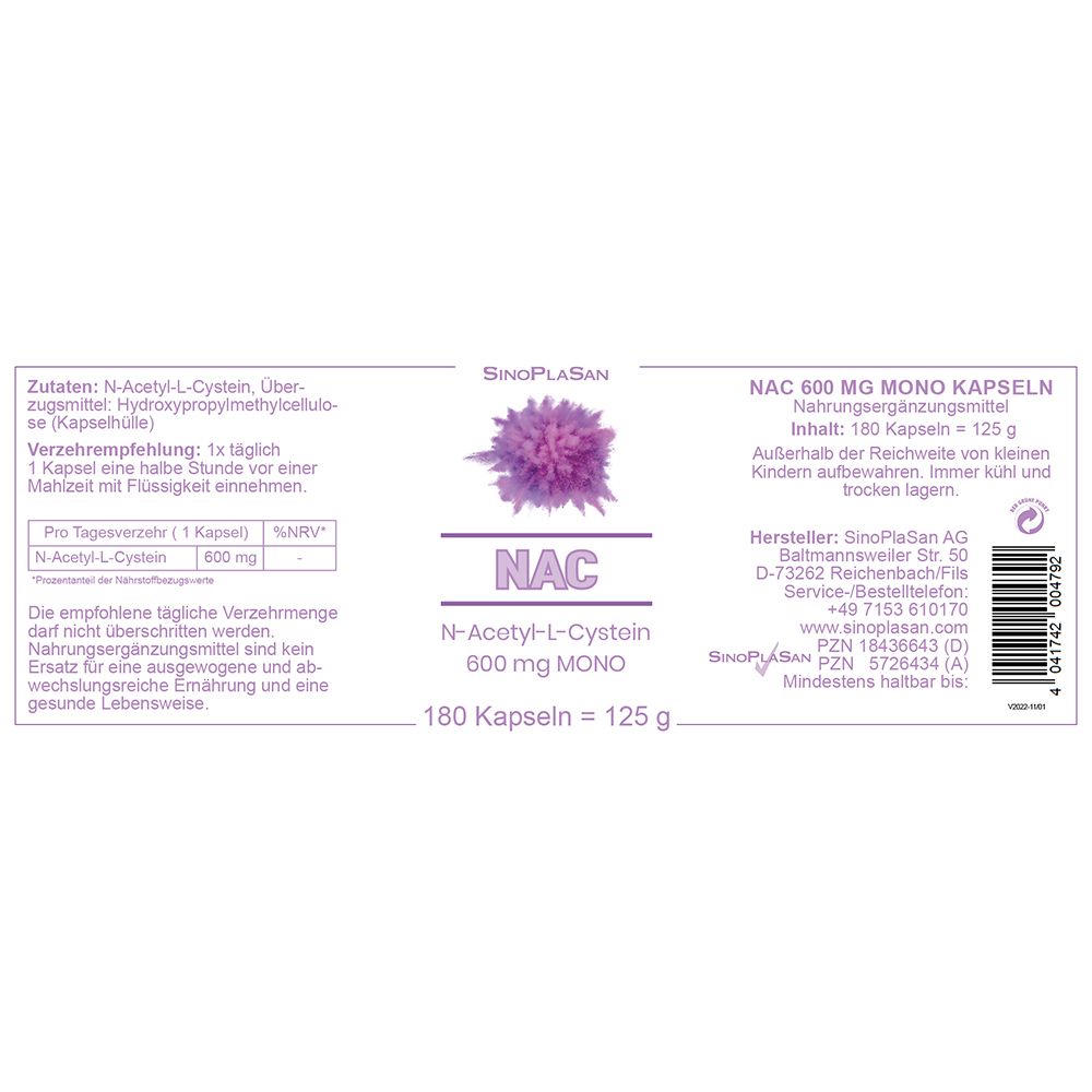 NAC 600 mg Mono Kapseln 180 St