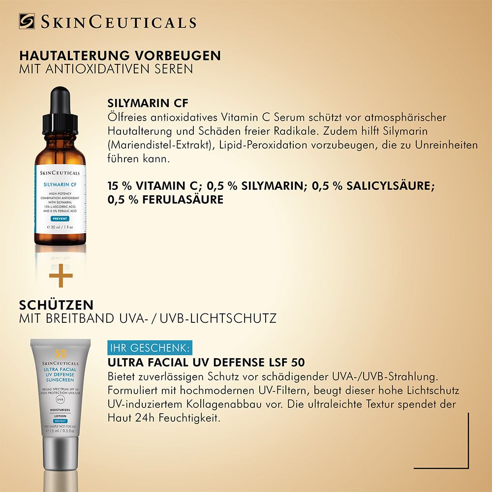 SKINCEUTICALS SILYMARIN CF Serum + Ultra Facial UV Defense LSF 50 Set