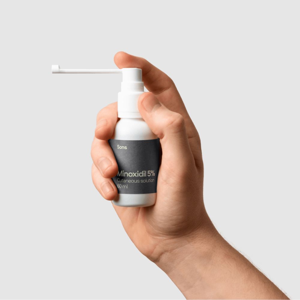 SONS Minoxidil 50mg/ml Lösung für Männer bei erblich bedingtem Haarausfall, Pumpspender,  3 Monate