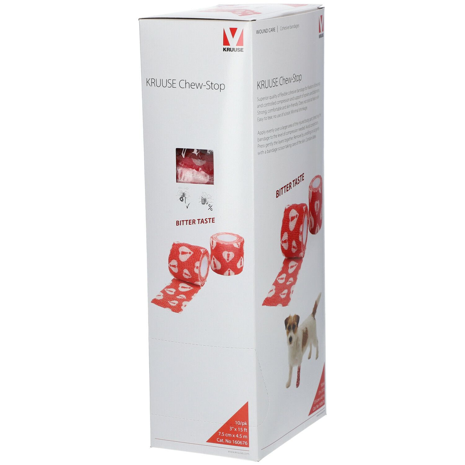 Kruuse Chew-Stop Verband 7,5 cmx4,5 m rot vet. 10 St