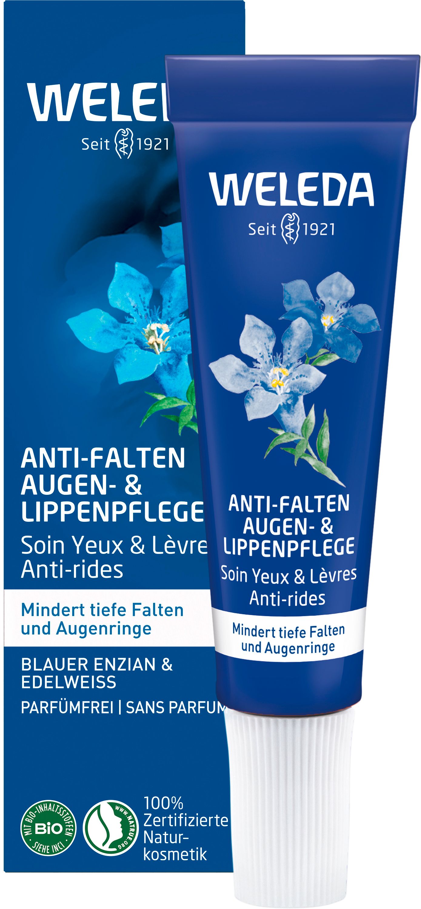 Weleda Anti-Falten Augen- & Lippenpflege Blauer Enzian & Edelweiss - mindert tiefe Falten & Augenringe