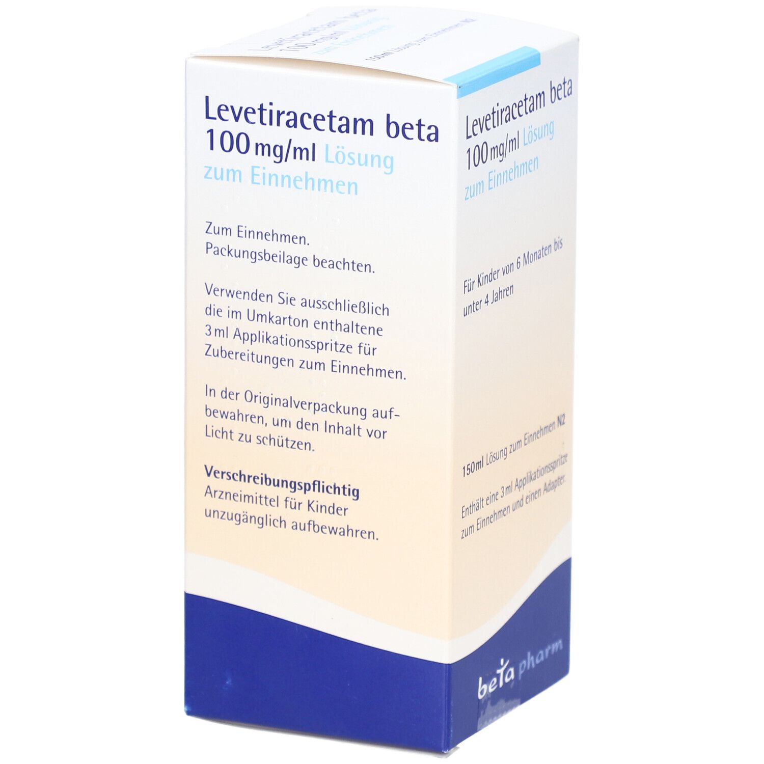 Levetiracetam beta 100 mg/ml L.z.E.3ml Dos.Spr. 150 ml Lösung zum Einnehmen