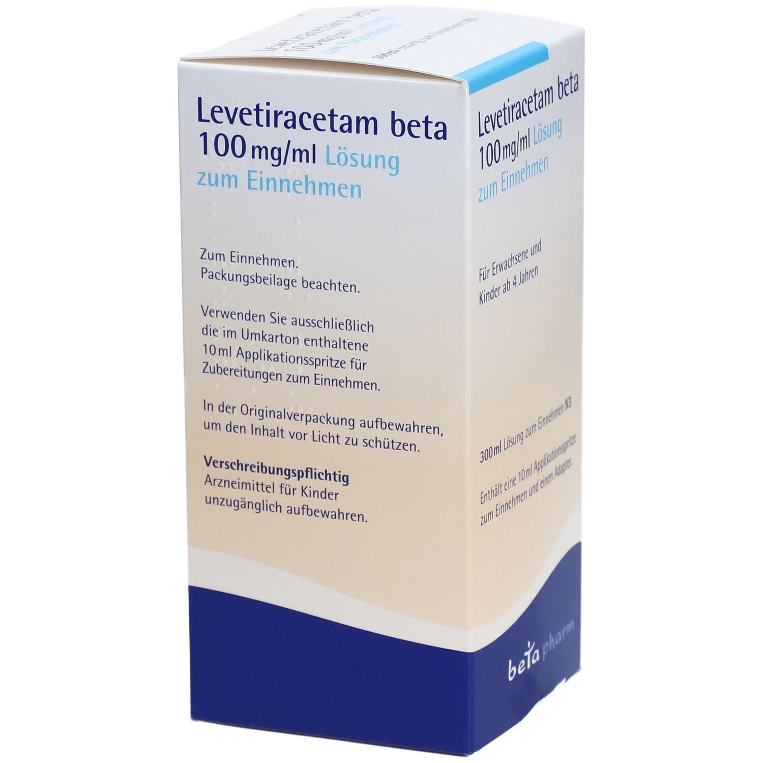 Levetiracetam beta 100 mg/ml L.z.E.10ml Dos.Spr. 300 ml Lösung zum Einnehmen