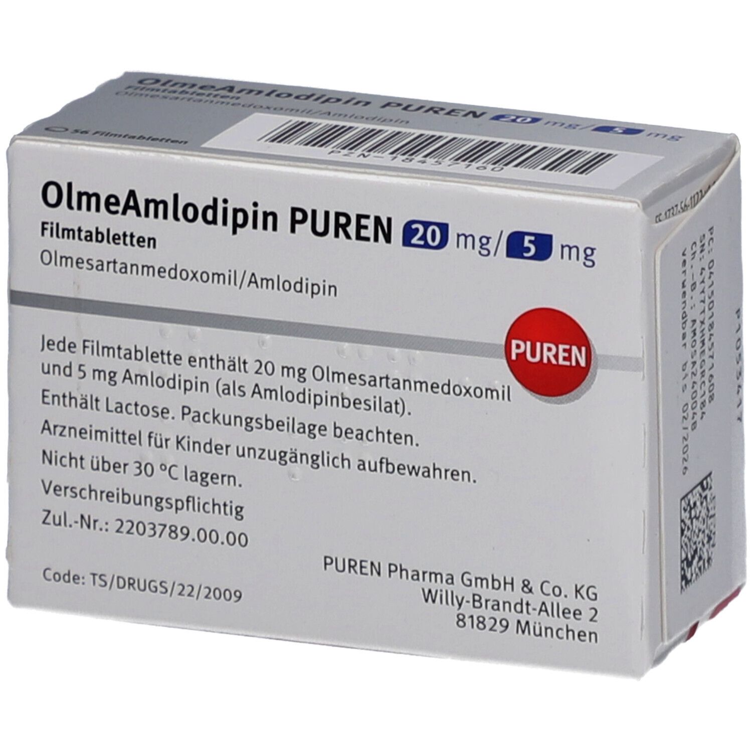 OLMEAMLODIPIN PUREN 20 mg/5 mg Filmtabletten