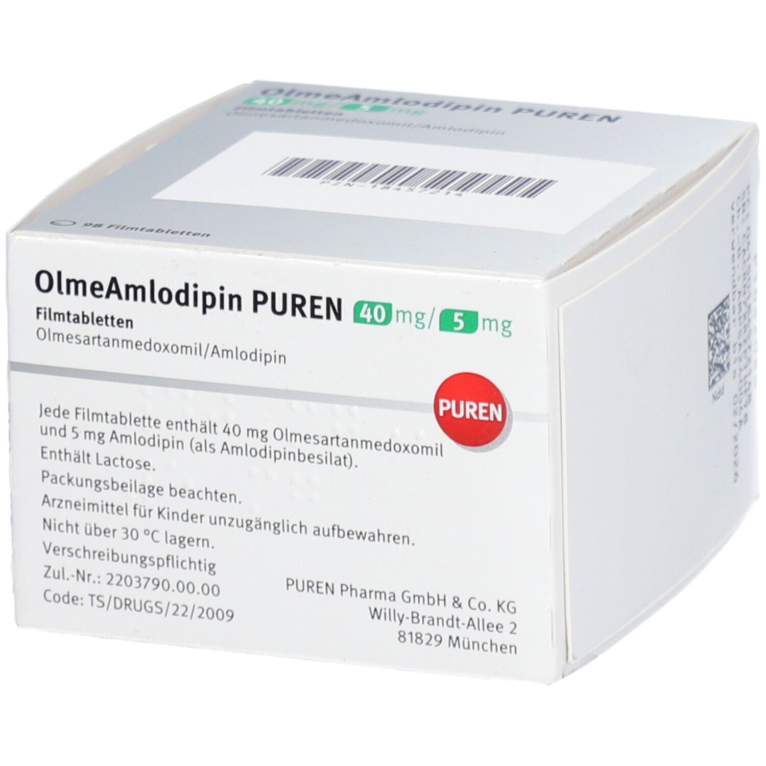 OLMEAMLODIPIN PUREN 40 mg/5 mg Filmtabletten
