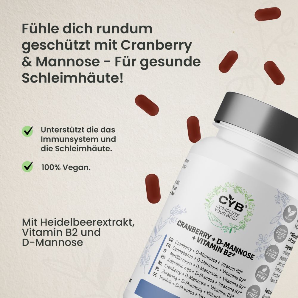 CYB MucoPlus Cranberry & D-Mannose+Vitamin B2 Tab. Doppelpack 2x90 St Tabletten