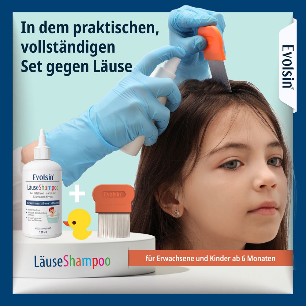 Dosierungsempfehlung für Evolsin Läuseshampoo.