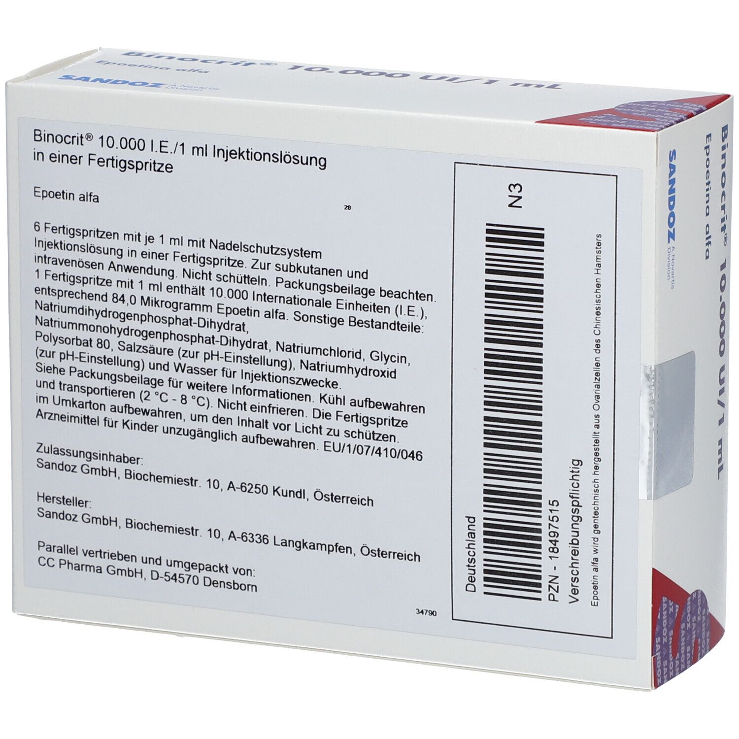 BINOCRIT 10.000 I.E./1 ml Inj.-Lsg.i.e.Fertigspr.