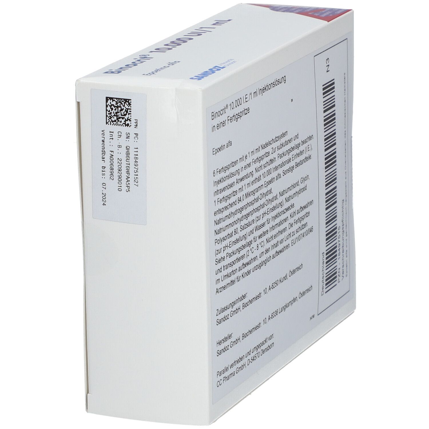 BINOCRIT 10.000 I.E./1 ml Inj.-Lsg.i.e.Fertigspr.