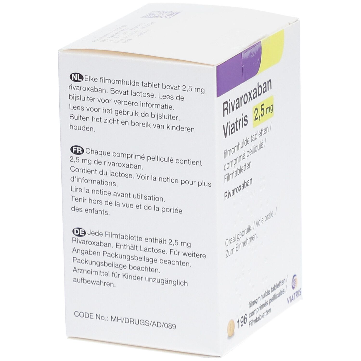 Rivaroxaban Viatris 2,5 mg Filmtabletten 196 St