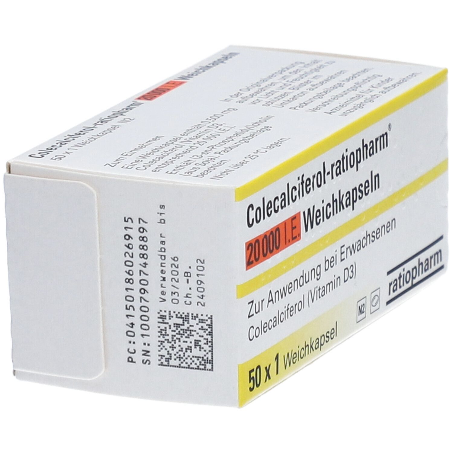 COLECALCIFEROL-ratiopharm 20.000 I.e. Weichkapseln 30 St