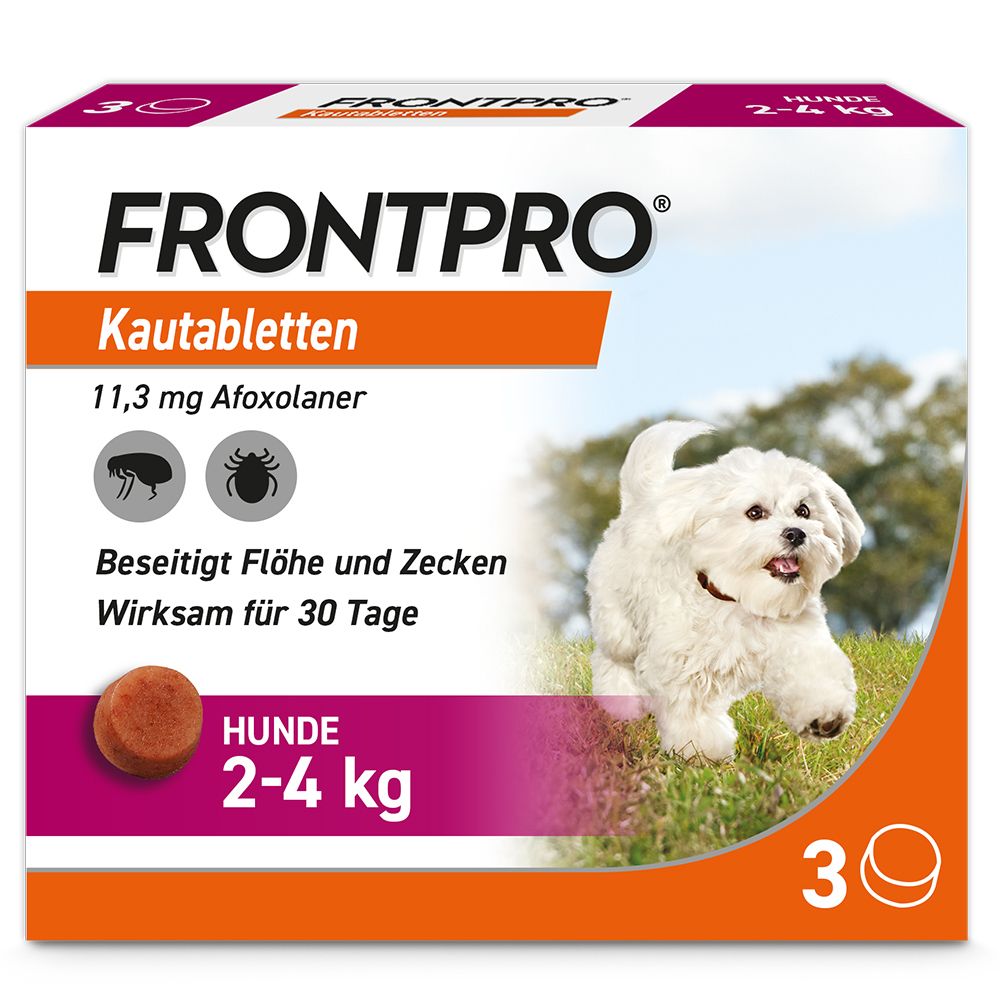 FRONTPRO® Kautablette gegen Zecken und Flöhe für Hunde (2-4kg)