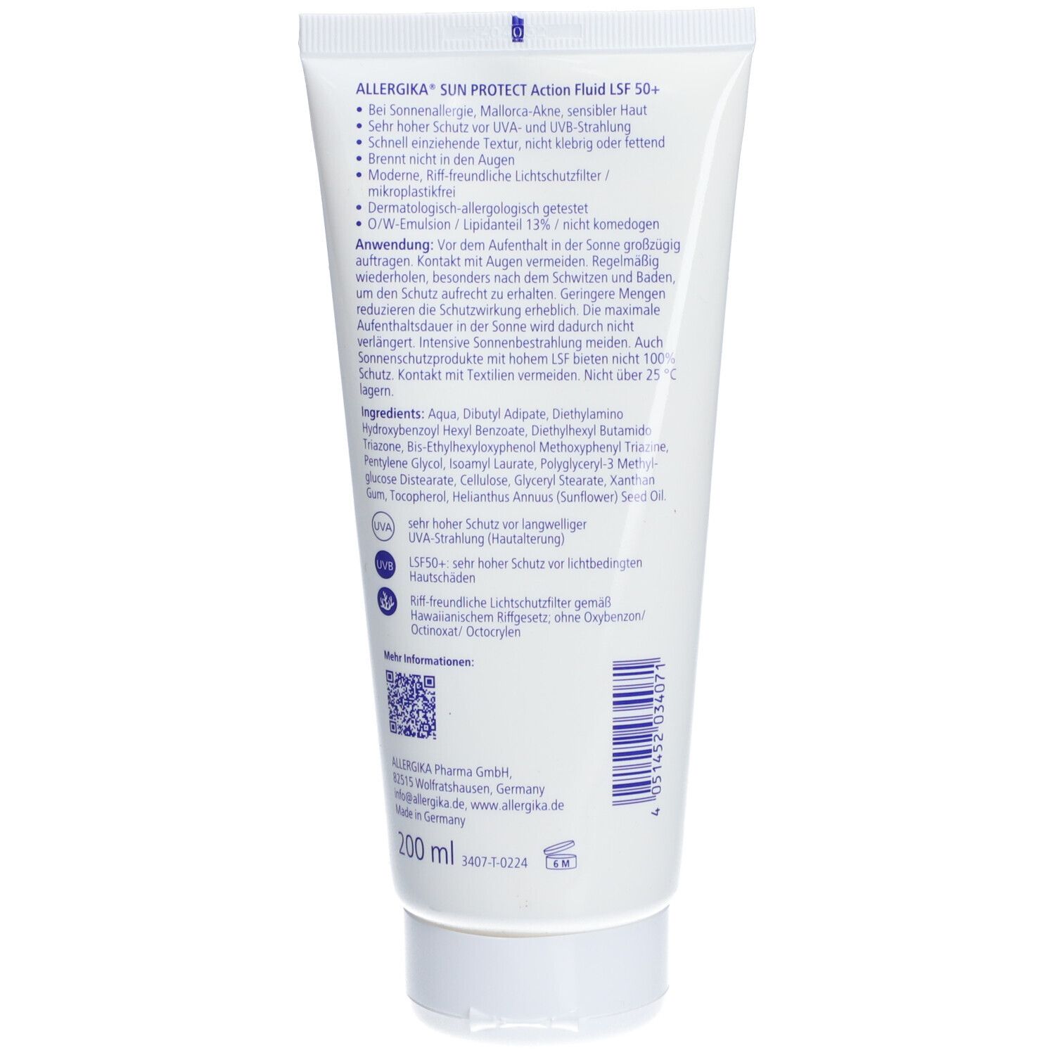 Allergika SUN Protect Action Fluid LSF 50+ 200 ml Creme