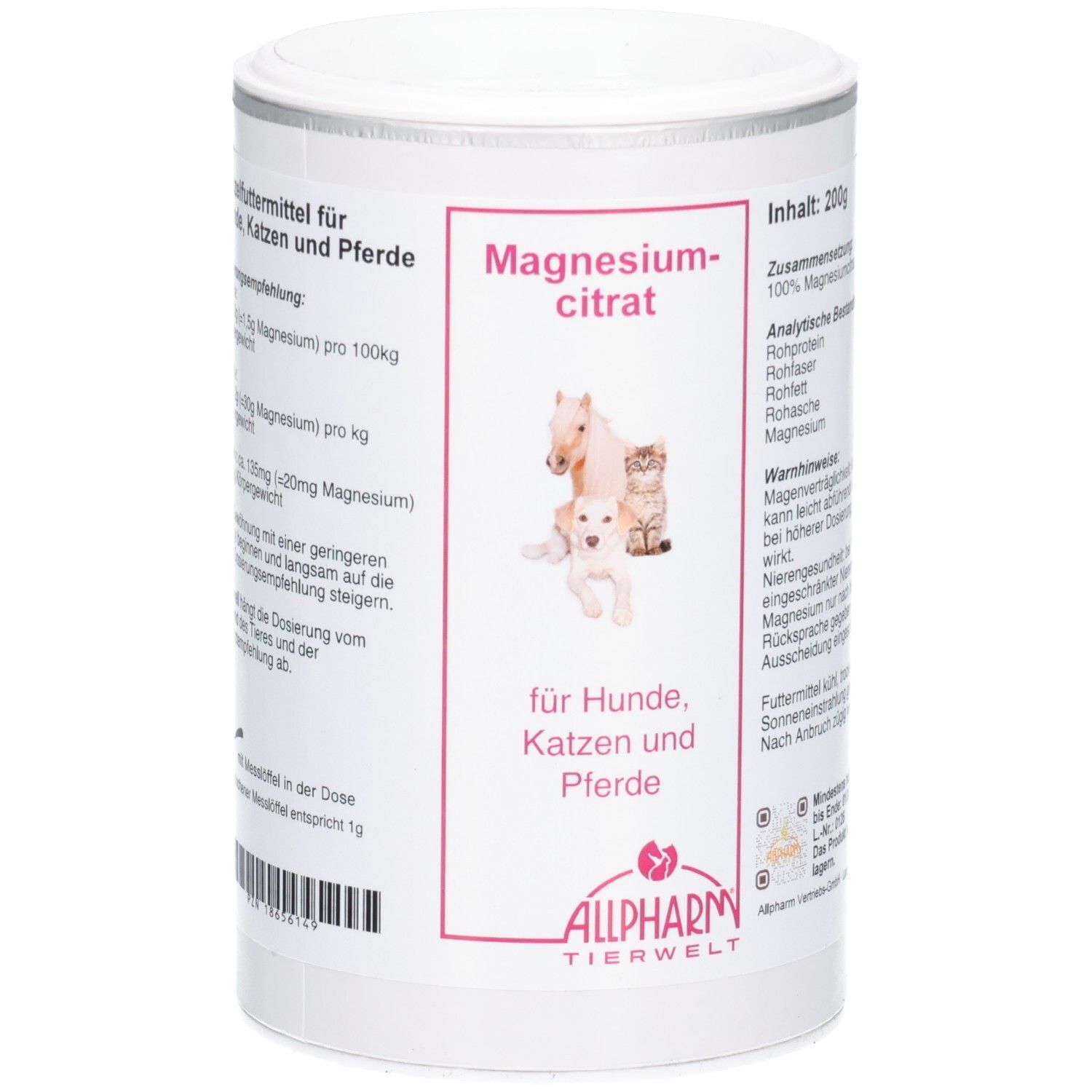 Magnesiumcitrat Pulver f.Hunde/Katzen/Pferde 200 g