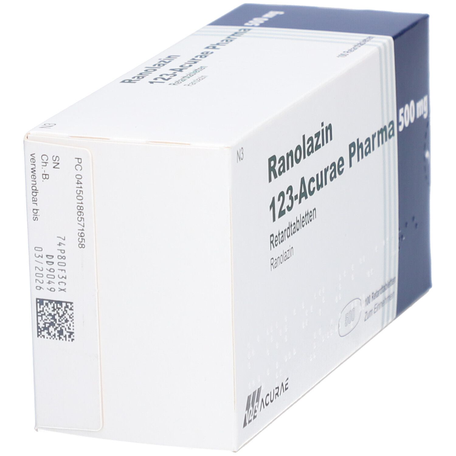 Ranolazin 123-Acurae Pharma 750 mg Retardtabletten 100 St Retard-Tabletten