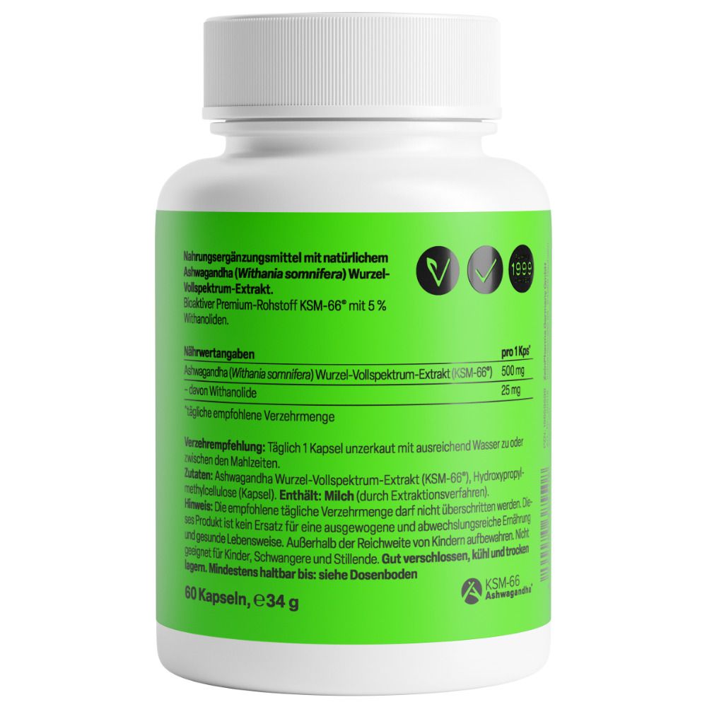 Ashwagandha Extrakt 500 mg Kapseln