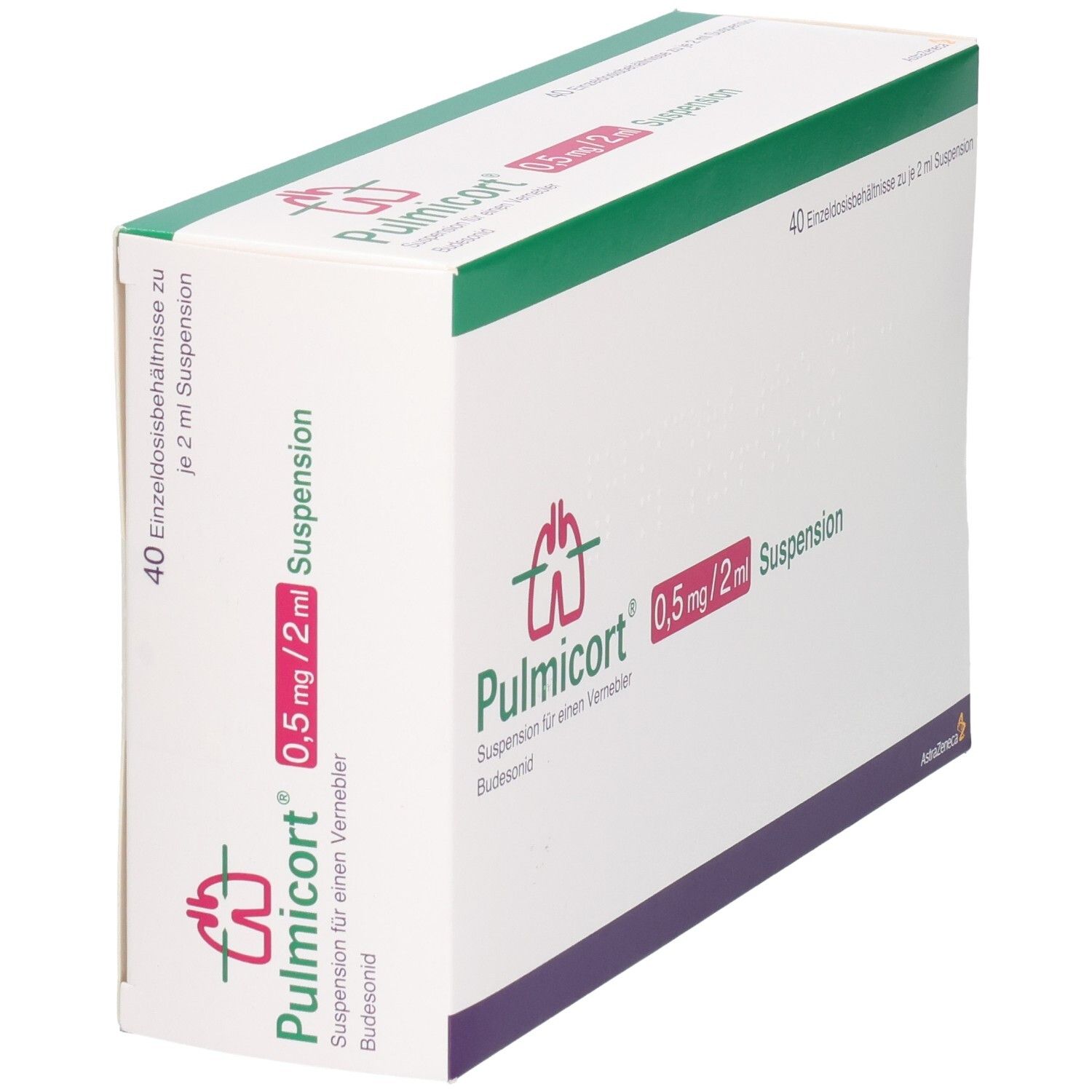 PULMICORT 0,5 mg/2 ml Suspension für einen Vernebler, 40 Einzeldosisbehältnisse.