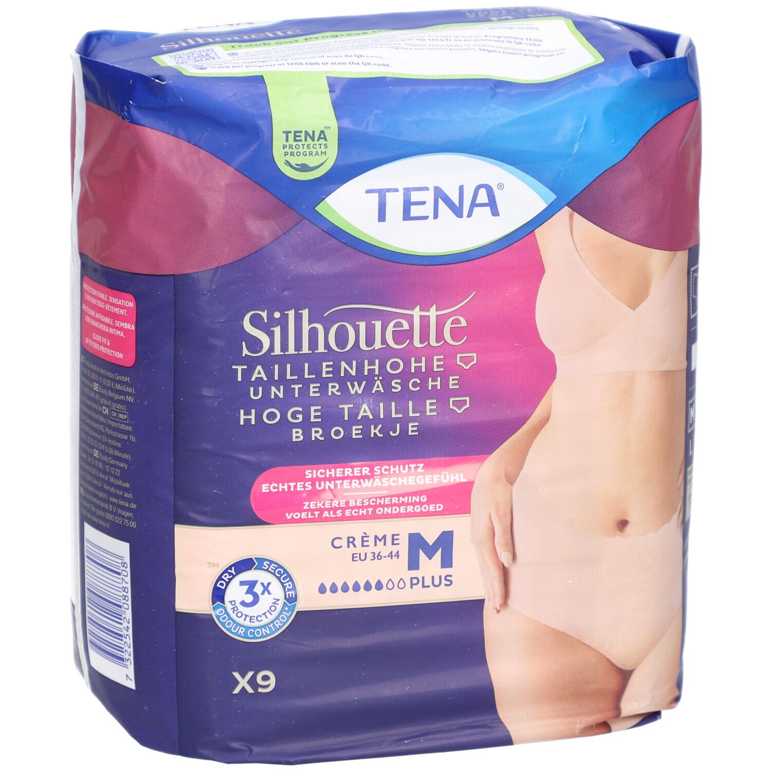 TENA® Silhouette Taillenhohe Einweg-Unterwäsche Crème M Plus
