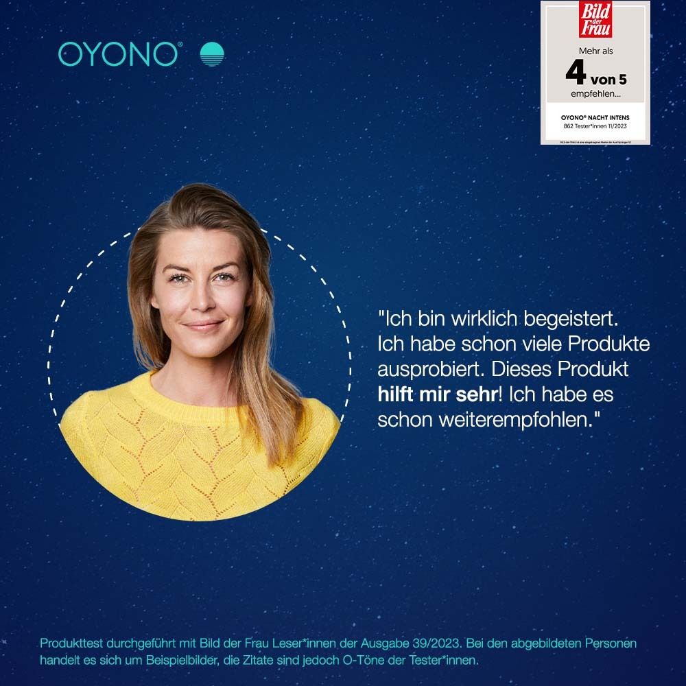 OYONO® Nacht Intens mit 1,9mg Melatonin und Ashwagandha, Baldrian, Lavendel