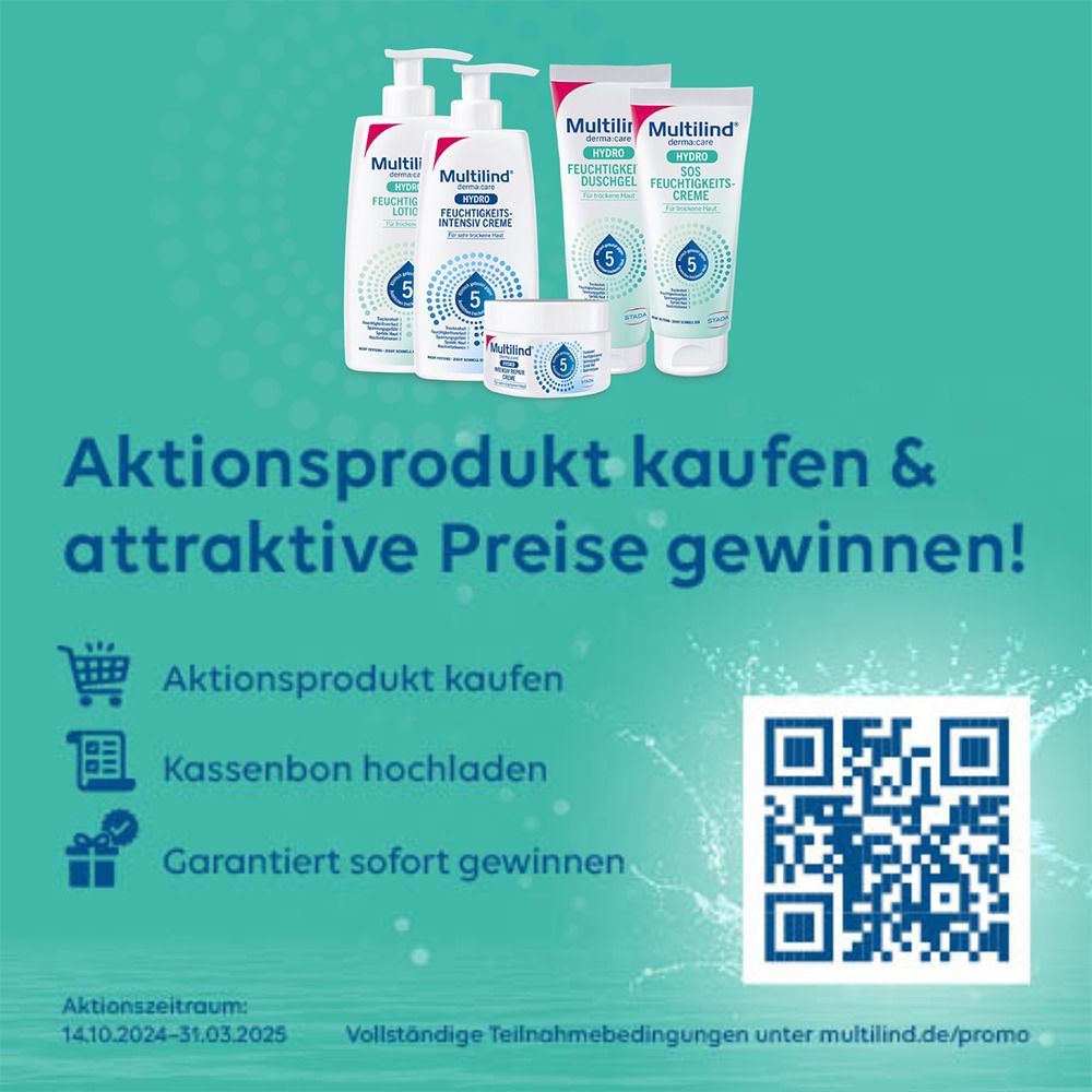 Multilind® derma:care HYDRO SOS Feuchtigkeitscreme: Intensive Feuchtigkeit. Für trockene, raue Hautstellen. Pflegt mit Ceramide NP, Panthenol, Glyzerin, Rizinusöl, Beerenwachs