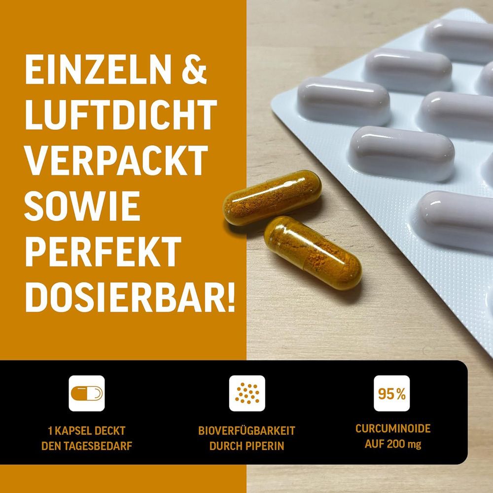 Kapseln in Blisterverpackung. Text: Einzeln & luftdicht verpackt sowie perfekt dosierbar!