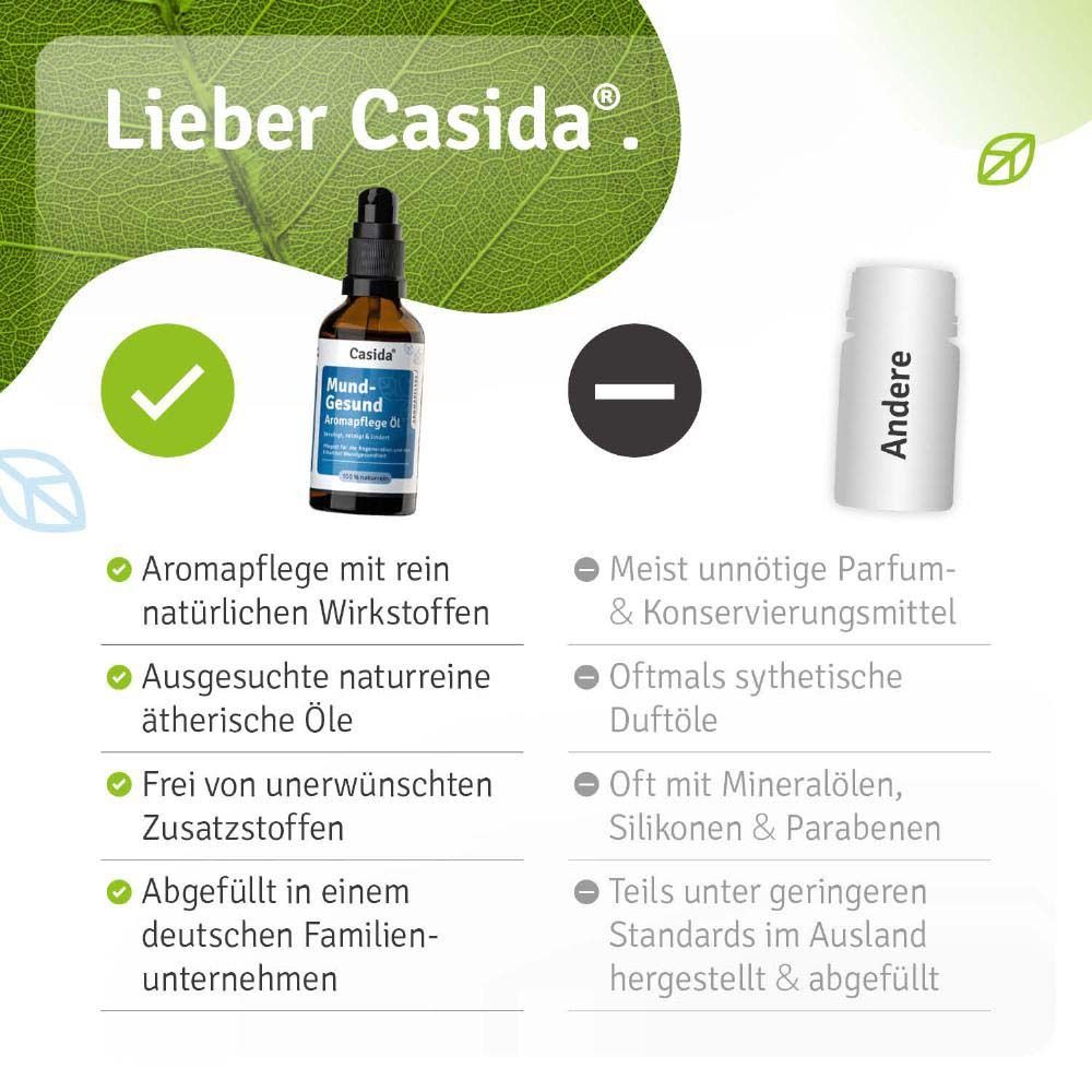 Produktflasche mit Vorteilen: Aromapflege mit natürlichen Wirkstoffen, ätherische Öle, frei von Zusätzen.