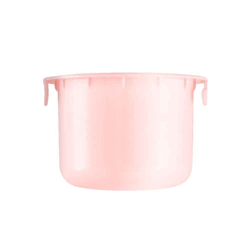 Rosa Nachfüllpackung für Creme. Zylindrische Form mit zwei kleinen Griffen.