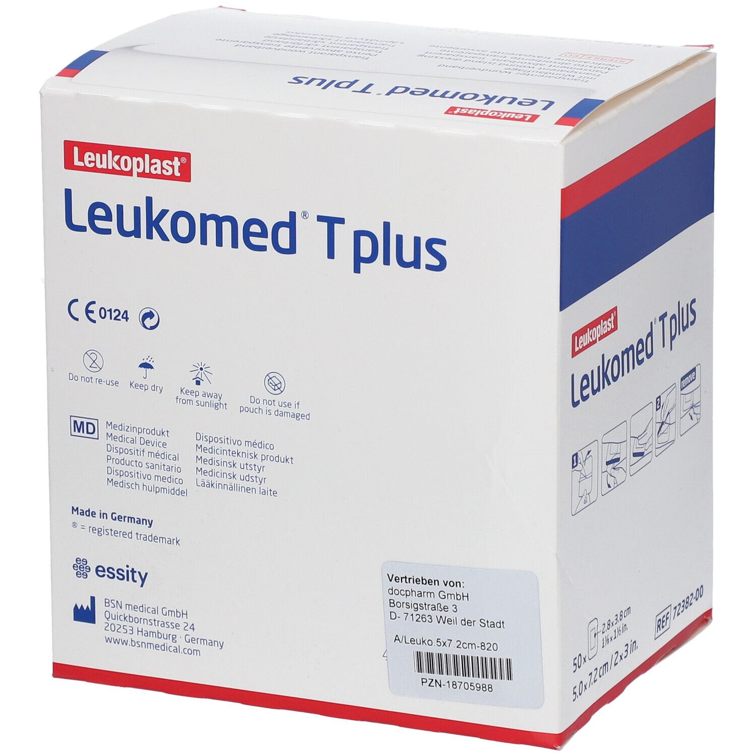 Essity Leukomed T 5 Pellicole Adesive Trasparenti Formato Piccolo 5 x 7,2 cm