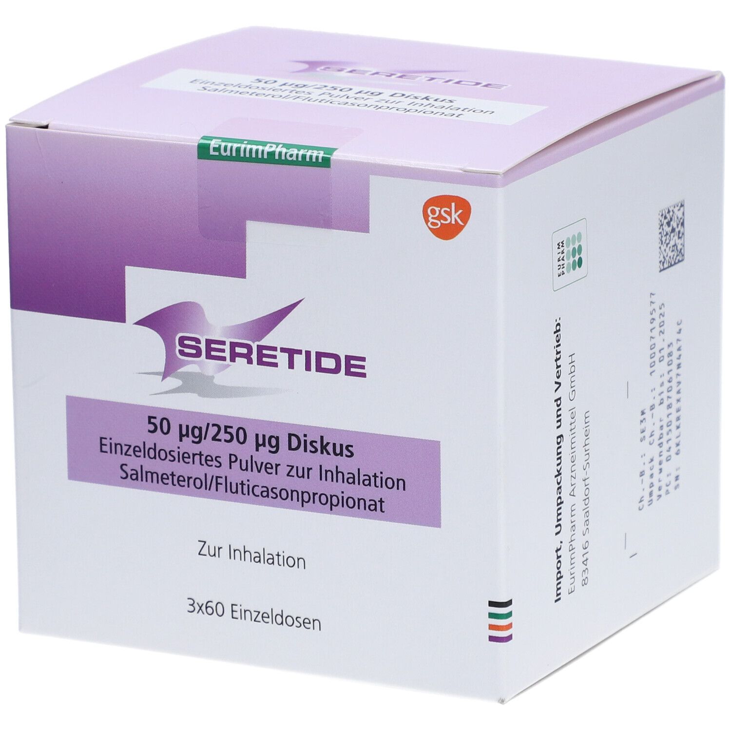 SERETIDE 50 g 250 g Diskus Einzeld Inhalat Plv 3x60 St Mit Dem E 