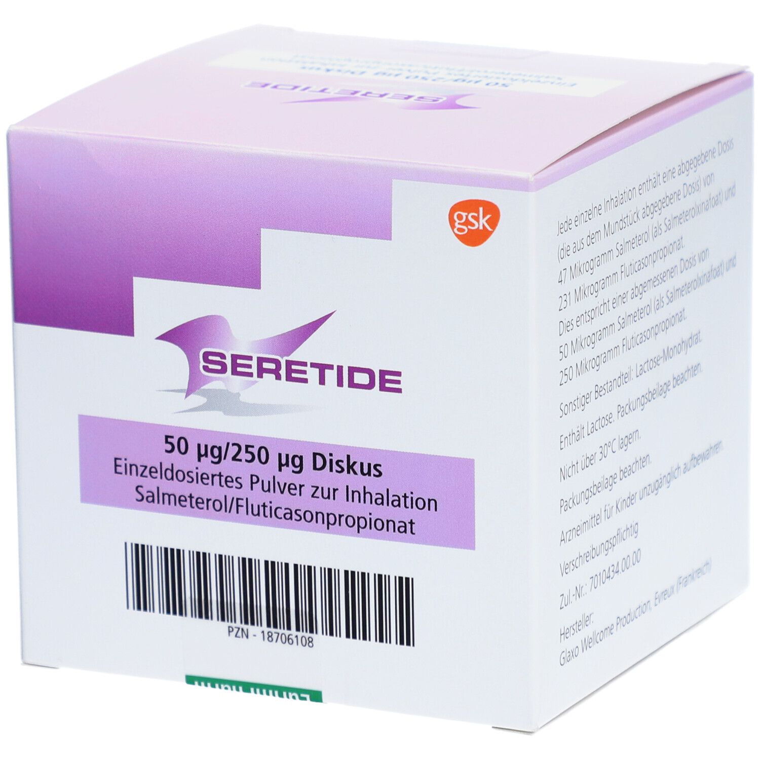SERETIDE 50 g 250 g Diskus Einzeld Inhalat Plv 3x60 St Mit Dem E 