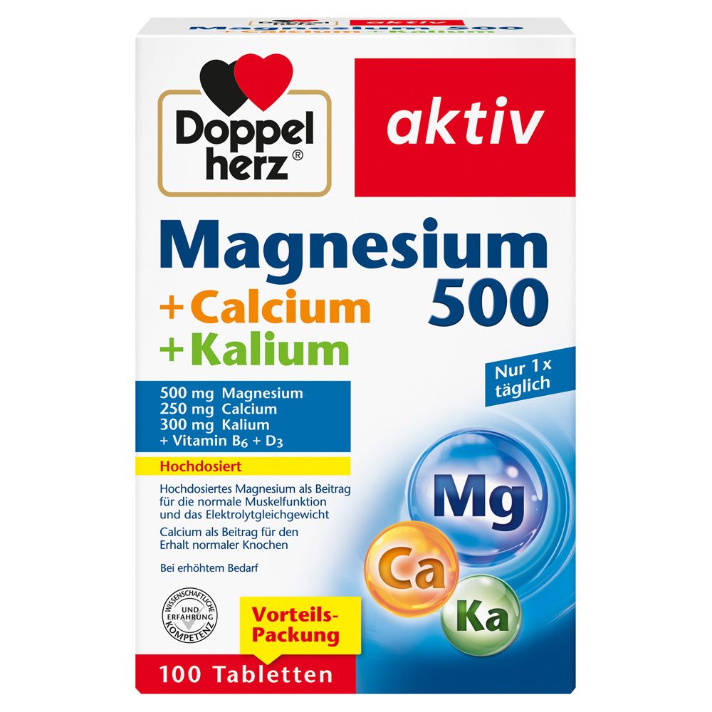 Doppelherz Magnesium 500+Calcium+Kalium Tabletten 100 St