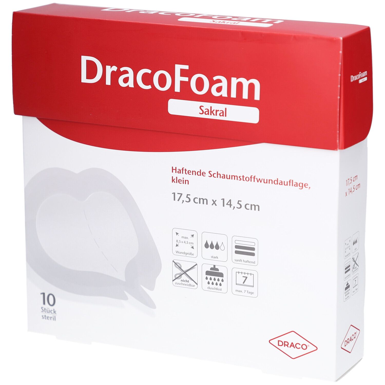 Dracofoam sakral klein 14,5x17,5 cm haftend 10 St Verband