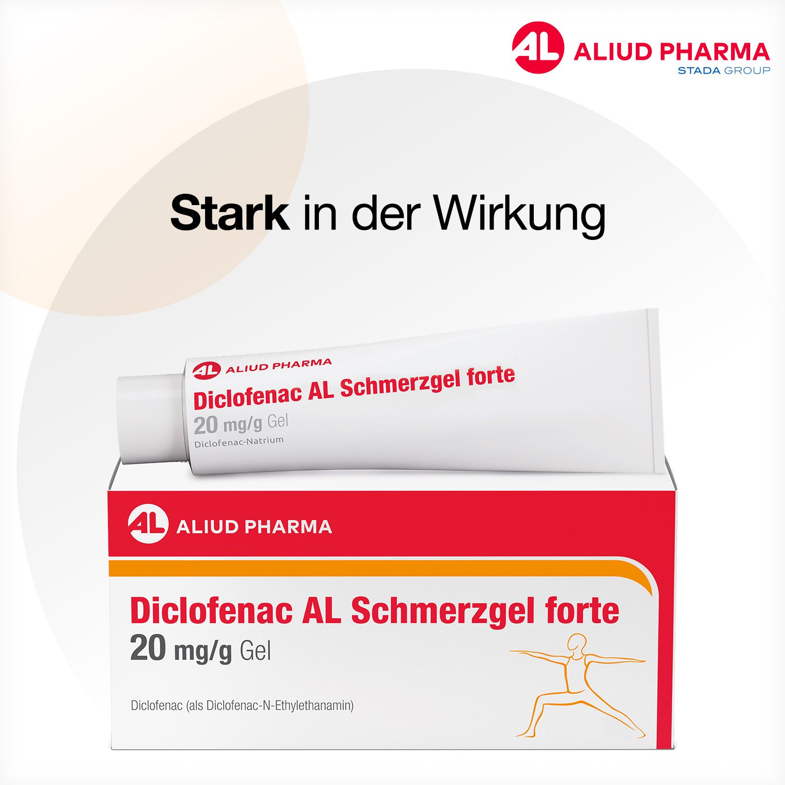 Tube und Faltschachtel Diclofenac AL Schmerzgel forte 20 mg/g.