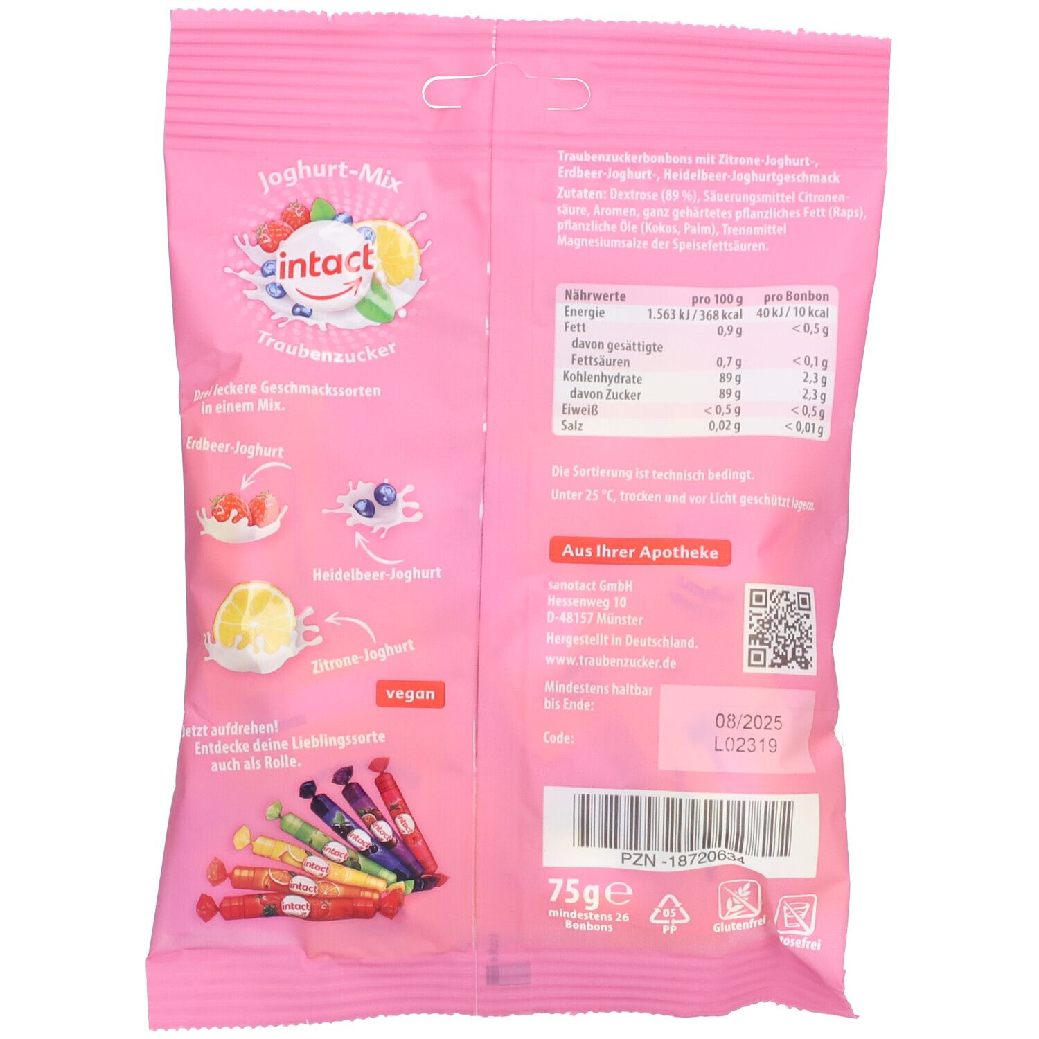 Intact Traubenzucker Beutel Joghurt-Mix 75 g Bonbons