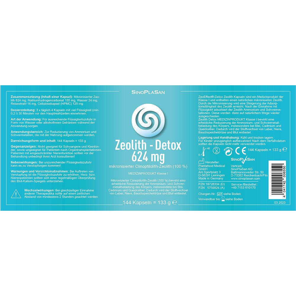 Zeolith Detox MED 624 mg Kapseln 144 St