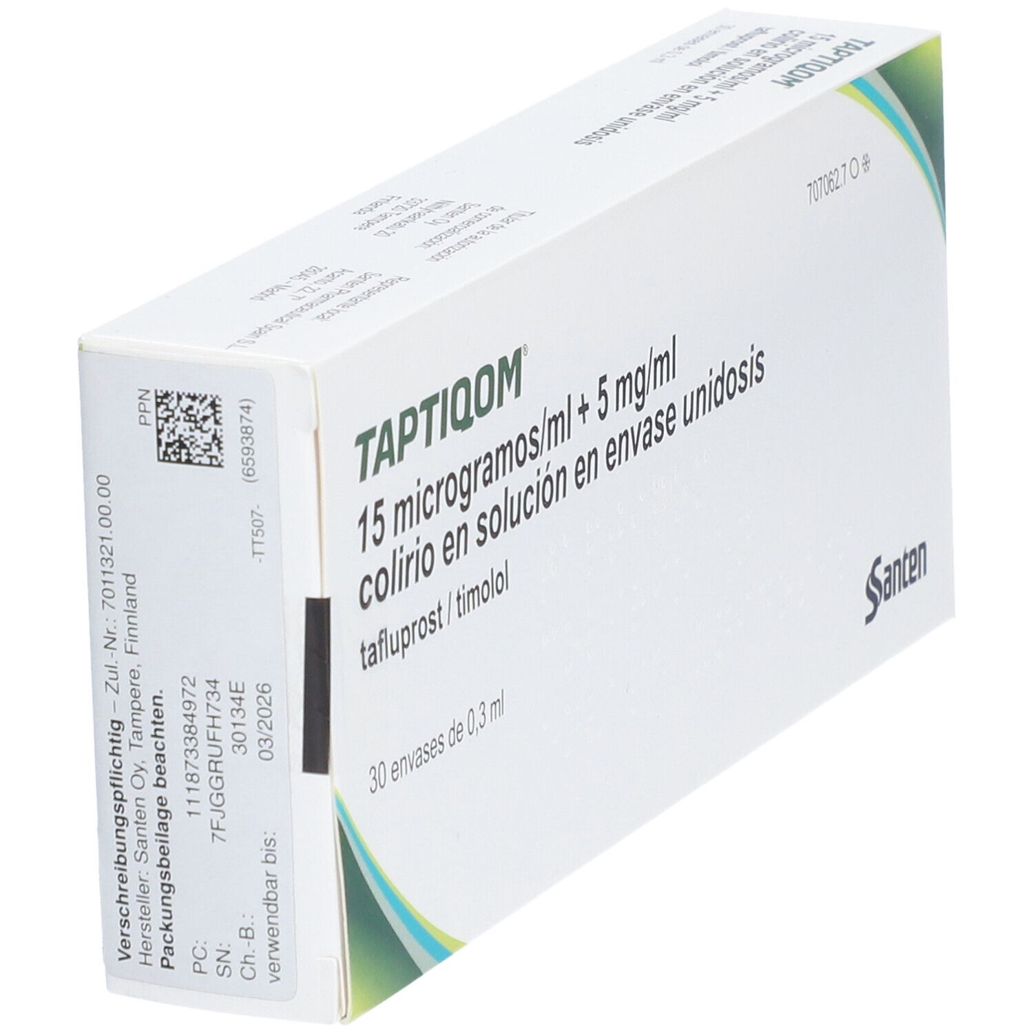 Taptiqom 15 µg/ml + 5 mg/ml Augentr.i.Einzeldosisb 30x0,3 ml Einzeldosispipetten