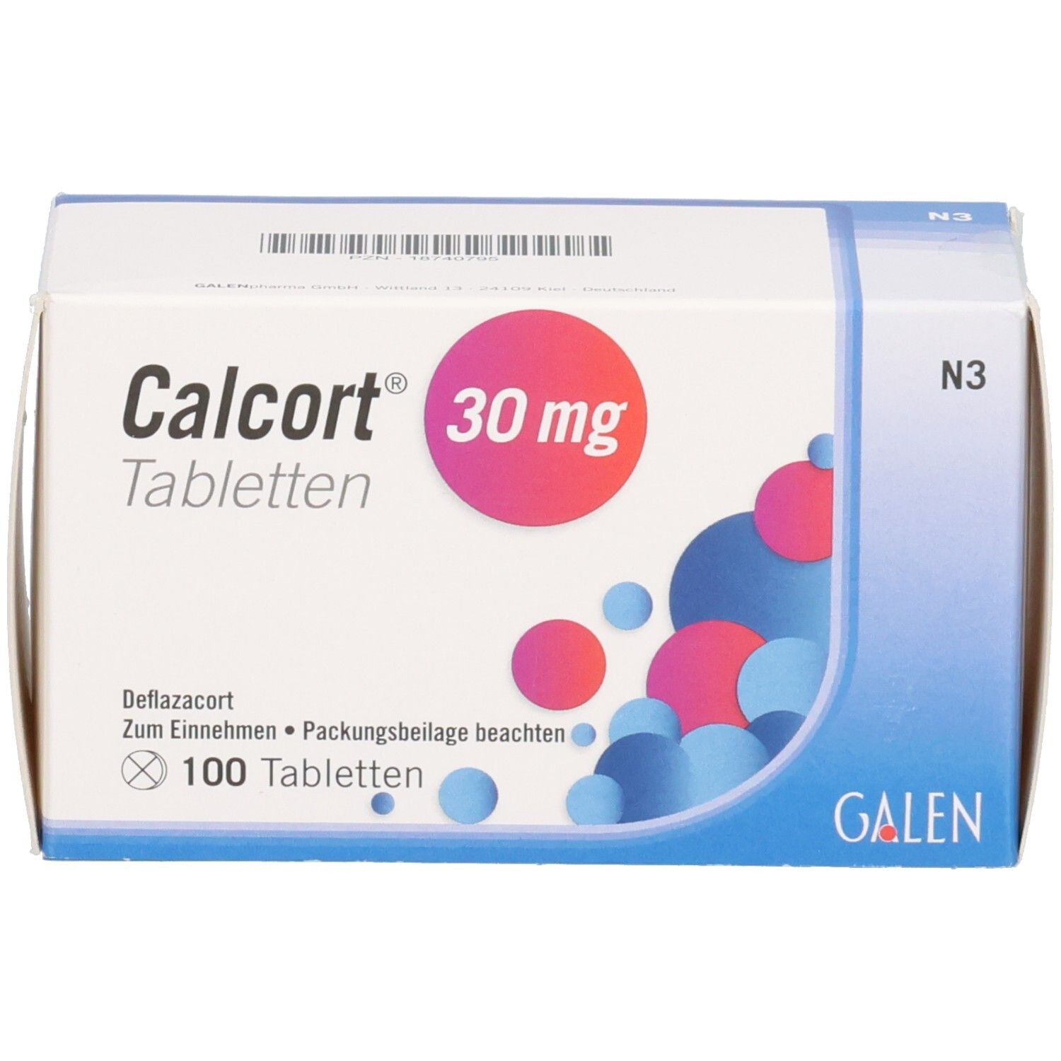 Calcort 30 mg Tabletten Schachtel, 100 Tabletten.