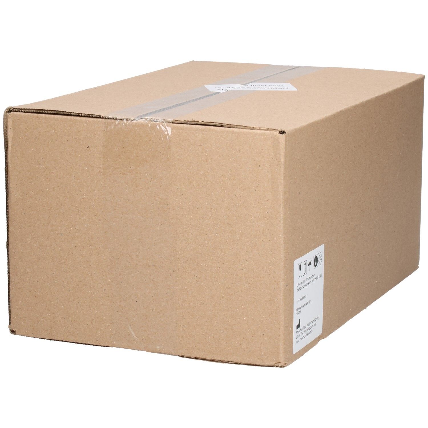 Karton mit Fresubin 2 kcal Drink Vanille Trinkflasche 24x200ml Etikett und Symbolen.